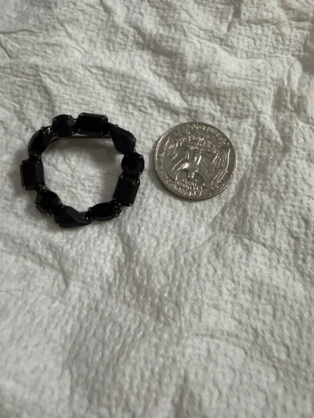 Victorian Melted Faceted “French Jet” Glass Mourning Brooch Wreath Gift